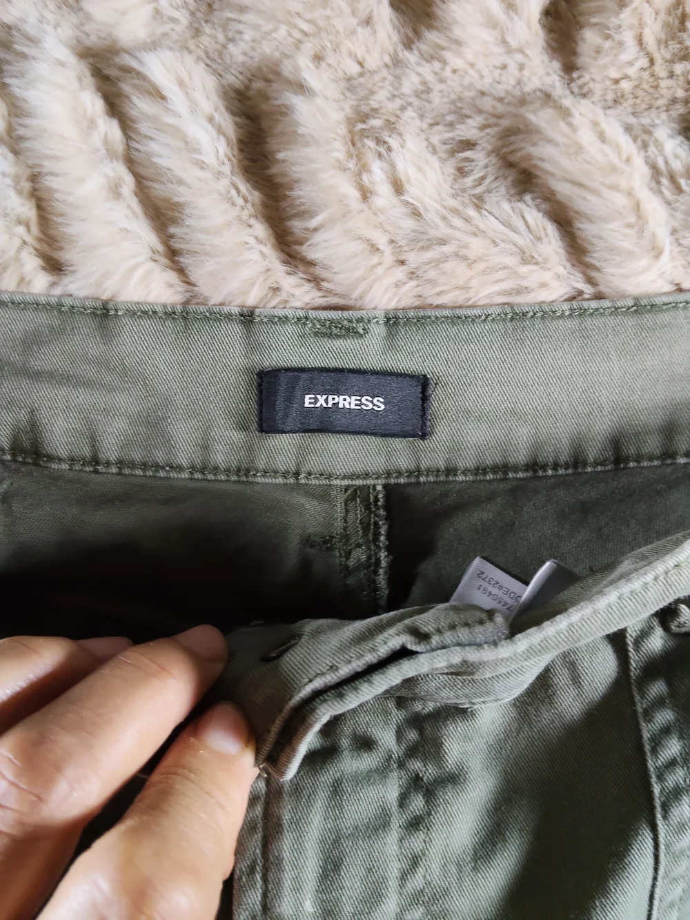 Express Olive Green Cargo Pants with Elastic Ankles - Picture 4 of 12